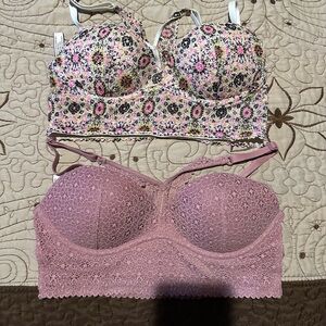 Victoria's Secret Floral and Lace Bra Duo - Pink and Cream